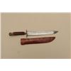 Image 1 : 17JL-19 BOWIENineteenth Century semi-clipped point Bowie  knife with leather sheath; stag grip and  