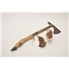 Image 1 : 18AP-61 TOMAHAWKTomahawk with beaded shaft and deer foot  bottom portion of grip; approximately 21.5