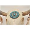 Image 2 : 18AP-67 CEREMONIAL COW SKULLCeremonial cow skull with a silver and  turquoise decoration and turkey 