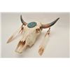 Image 3 : 18AP-67 CEREMONIAL COW SKULLCeremonial cow skull with a silver and  turquoise decoration and turkey 