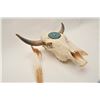 Image 4 : 18AP-67 CEREMONIAL COW SKULLCeremonial cow skull with a silver and  turquoise decoration and turkey 