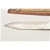 Image 10 : 18AP-51 INDIAN KNIFE20th Century Indian knife with stag grip and  painted hide sheath; approximately