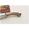 Image 7 : 18AP-51 INDIAN KNIFE20th Century Indian knife with stag grip and  painted hide sheath; approximately