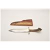 Image 8 : 18AP-51 INDIAN KNIFE20th Century Indian knife with stag grip and  painted hide sheath; approximately