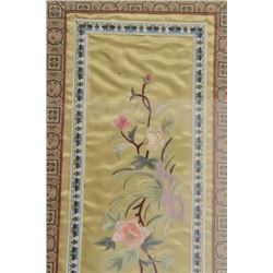 17FU-31 CHINESE TAPESTRY CIRCA 1940sFramed Chinese tapestry, approximately 20” x   11” overall; ca. 