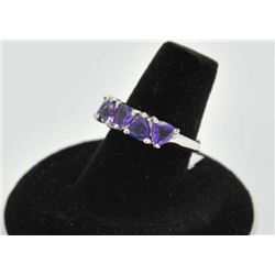 18RPS-41 AMETHYST RINGOne ladies ring set with 5 trilliant amethyst  in white gold EST:$225-450