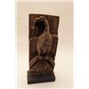 Image 1 : 18BJ-15 EAGLE WOOD CARVINGFinely carved wood spread eagle on wood block  stand, approximately 24” in
