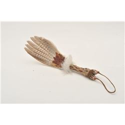18AP-56 FANCeremonial Indian feather fan with decorated  wood handle; approximately 14” overall.    