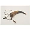 Image 4 : 18AP-57 KENTUCKY HORNPeriod Kentucky rifle type powder horn with  wood base and cap/attached primer 