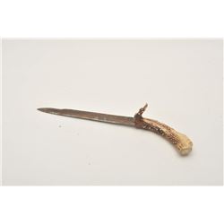 18AP-54 ANTLER GRIP KNIFEAntler grip knife (no sheath); trade steel  thin blade; approximately 15” o