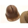 Image 5 : 18BF-7 2-HELMETSUSN marked tropical pith helmet and brass  French Fireman type helmet.  The pith hel