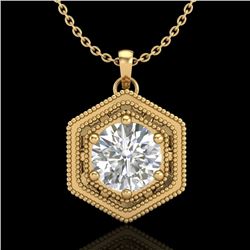 0.76 CTW VS/SI Diamond Solitaire Art Deco Necklace 18K Yellow Gold - REF-178R2K - 36904