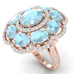 14.89 CTW Royalty Sky Topaz & VS Diamond Ring 18K Rose Gold - REF-218F2M - 39196