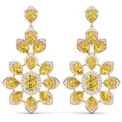 48.67 CTW Royalty Canary Citrine & VS Diamond Earrings 18K Rose Gold - REF-381K8R - 39058
