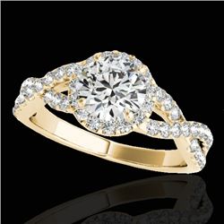 1.54 CTW H-SI/I Certified Diamond Solitaire Halo Ring 10K Yellow Gold - REF-180X2T - 33789