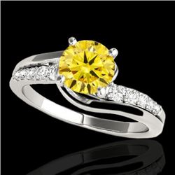 1.31 CTW Certified Si Intense Yellow Diamond Bypass Solitaire Ring 10K White Gold - REF-156M4F - 351