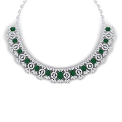 50.44 CTW Royalty Emerald & VS Diamond Necklace 18K White Gold - REF-1709M3F - 39375