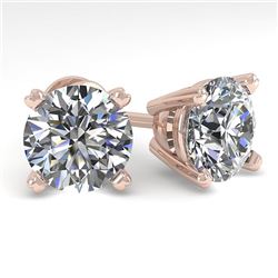 4 CTW Certified VS/SI Diamond Stud Earrings 18K Rose Gold - REF-1659N5Y - 32321