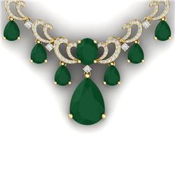 34.91 CTW Royalty Emerald & VS Diamond Necklace 18K Yellow Gold - REF-1000Y2N - 38657