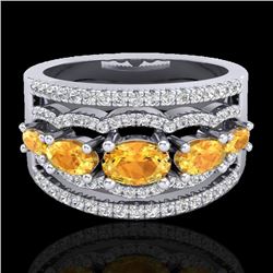 2.25 CTW Citrine & Micro Pave VS/SI Diamond Certified Designer Ring 10K White Gold - REF-71M8F - 207