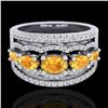 Image 1 : 2.25 CTW Citrine & Micro Pave VS/SI Diamond Certified Designer Ring 10K White Gold - REF-71M8F - 207