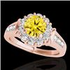Image 1 : 1.9 CTW Certified Si Fancy Intense Yellow Diamond Solitaire Halo Ring 10K Rose Gold - REF-206X4T - 3