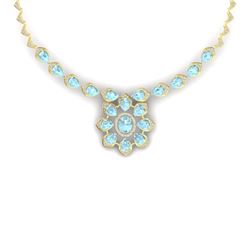 39.31 CTW Royalty Sky Topaz & VS Diamond Necklace 18K Yellow Gold - REF-527K3R - 39041