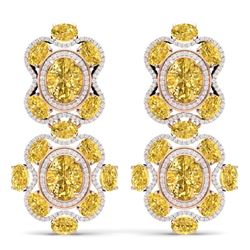 29.21 CTW Royalty Canary Citrine & VS Diamond Earrings 18K Rose Gold - REF-409X3T - 39325