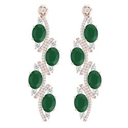 16.12 CTW Royalty Emerald & VS Diamond Earrings 18K Rose Gold - REF-290F9M - 38977