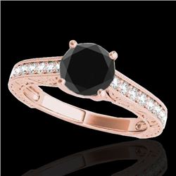 1.32 CTW Certified Vs Black Diamond Solitaire Ring 10K Rose Gold - REF-57K3R - 34947