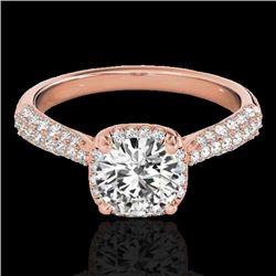 1.5 CTW H-SI/I Certified Diamond Solitaire Halo Ring 10K Rose Gold - REF-177H6W - 33259