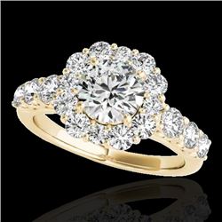 2.25 CTW H-SI/I Certified Diamond Solitaire Halo Ring 10K Yellow Gold - REF-250R9K - 33384