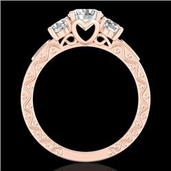 1.41 CTW VS/SI Diamond Solitaire Art Deco 3 Stone Ring 18K Rose Gold - REF-263T6X - 37008