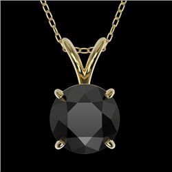 1.25 CTW Fancy Black VS Diamond Solitaire Necklace 10K Yellow Gold - REF-35H8W - 33206