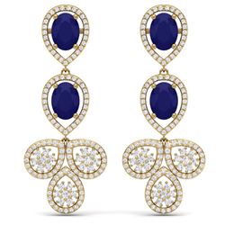 9.75 CTW Royalty Sapphire & VS Diamond Earrings 18K Yellow Gold - REF-290N9Y - 39086