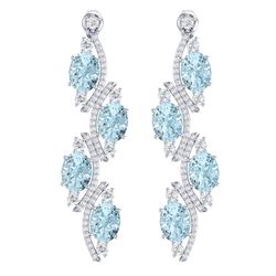 15.72 CTW Royalty Sky Topaz & VS Diamond Earrings 18K White Gold - REF-240M9F - 38988