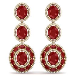 32.84 CTW Royalty Designer Ruby & VS Diamond Earrings 18K Yellow Gold - REF-490Y9N - 39260