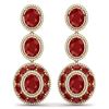 Image 1 : 32.84 CTW Royalty Designer Ruby & VS Diamond Earrings 18K Yellow Gold - REF-490Y9N - 39260