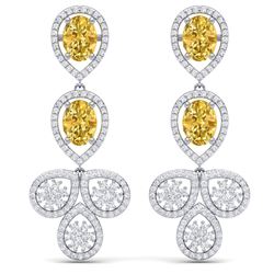 8.15 CTW Royalty Canary Citrine & VS Diamond Earrings 18K White Gold - REF-272W8H - 39093
