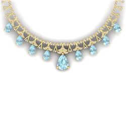 60.62 CTW Royalty Sky Topaz & VS Diamond Necklace 18K Yellow Gold - REF-945N5Y - 38711