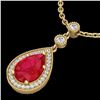Image 1 : 2.75 CTW Ruby & Micro Pave VS/SI Diamond Necklace Designer 18K Yellow Gold - REF-52Y8N - 23139