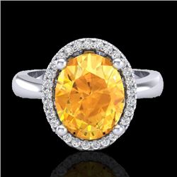 2.50 CTW Citrine And Micro Pave VS/SI Diamond Ring Halo 18K White Gold - REF-50R2K - 21101