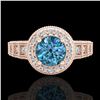 Image 2 : 1.53 CTW Fancy Intense Blue Diamond Solitaire Art Deco Ring 18K Rose Gold - REF-263Y6N - 37650