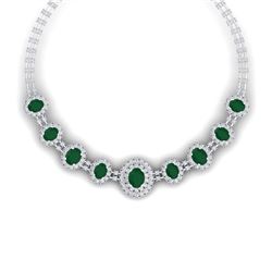 45.69 CTW Royalty Emerald & VS Diamond Necklace 18K White Gold - REF-1618R2K - 38790