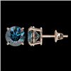 Image 2 : 2.11 CTW Certified Intense Blue SI Diamond Solitaire Stud Earrings 10K Rose Gold - REF-263K6R - 3665