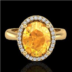 2.50 CTW Citrine And Micro Pave VS/SI Diamond Ring Halo 18K Yellow Gold - REF-50T2X - 21102