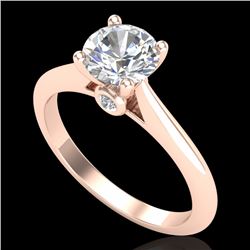 1.08 CTW VS/SI Diamond Solitaire Art Deco Ring 18K Rose Gold - REF-361F8M - 37287