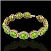 Image 2 : 27 CTW Peridot & Micro Pave VS/SI Diamond Certified Bracelet 10K Yellow Gold - REF-409Y3N - 22694