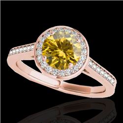 1.33 CTW Certified Si Fancy Intense Yellow Diamond Solitaire Halo Ring 10K Rose Gold - REF-174R5K - 