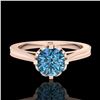 Image 2 : 1.14 CTW Fancy Intense Blue Diamond Solitaire Art Deco Ring 18K Rose Gold - REF-136M4F - 37342